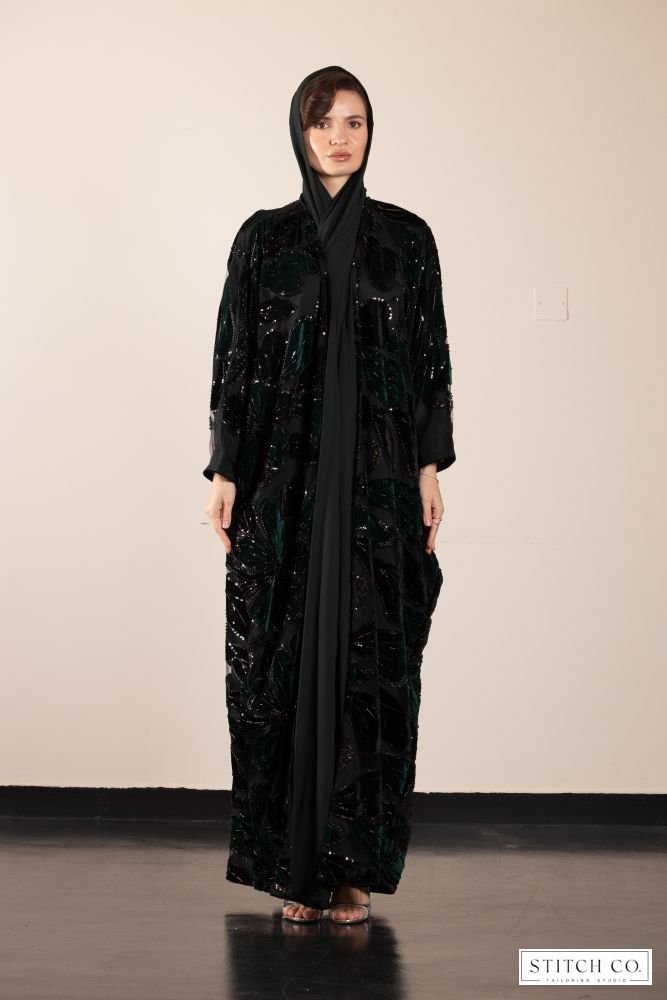 BLACK EMBROIDERY ABAYA