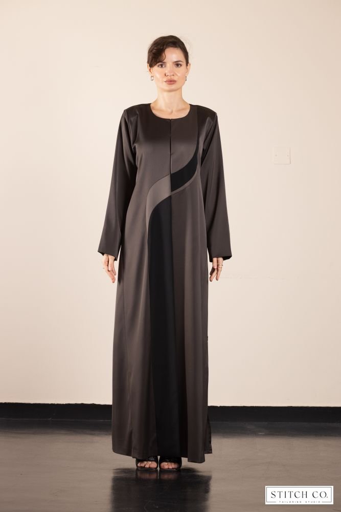 olive green abaya satin