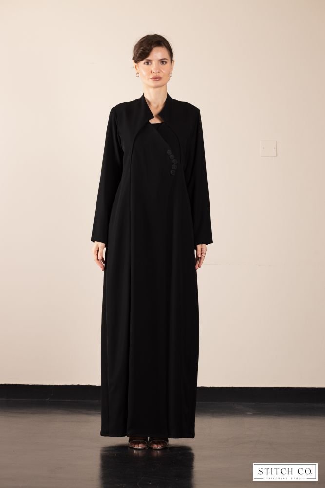 BLACK ABAYA WITH BUTTON