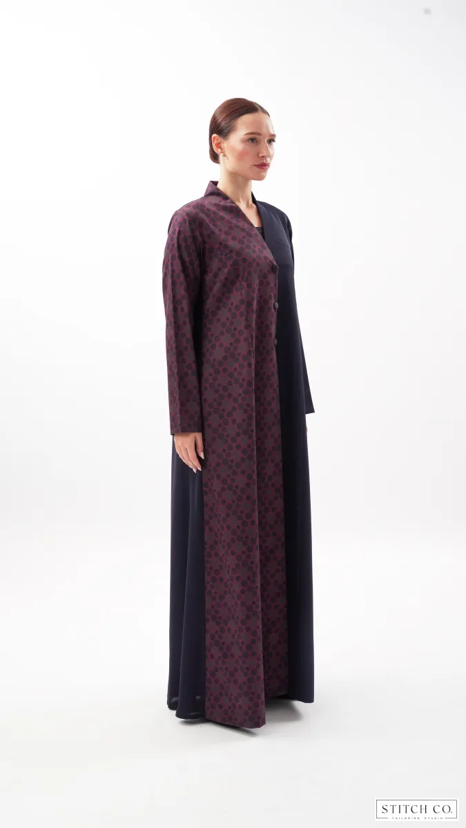 PURPLE-PATTERENED DOT ABAYA