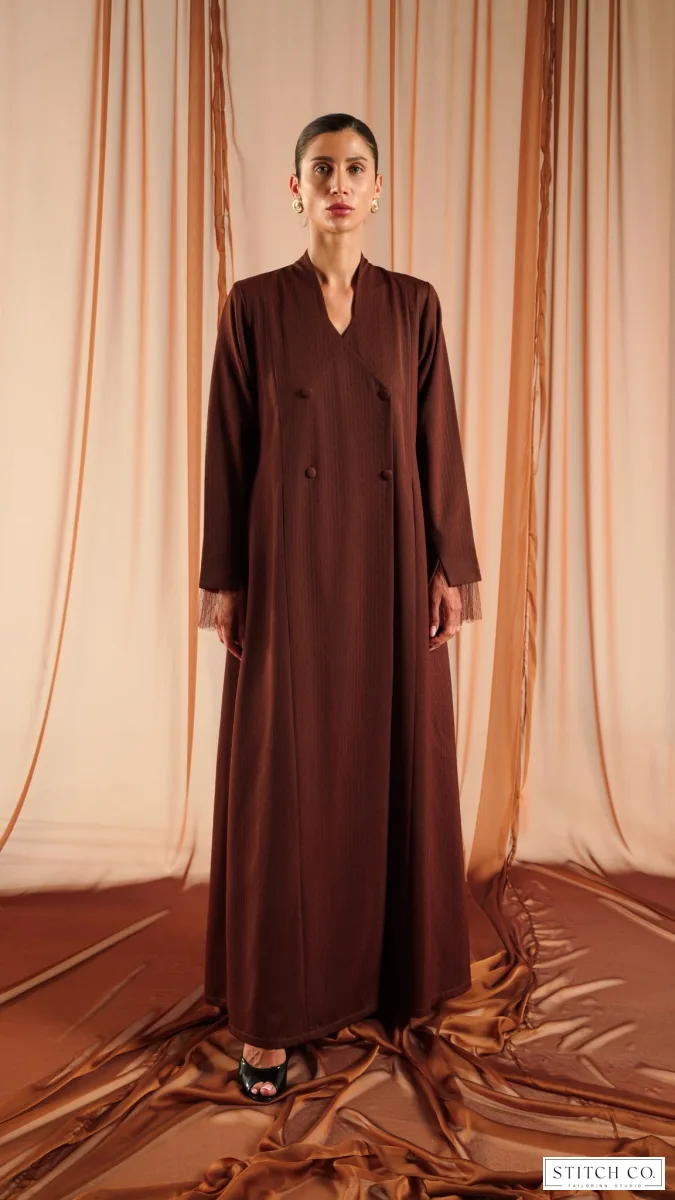 BROWN ABAYA FULL LACE 