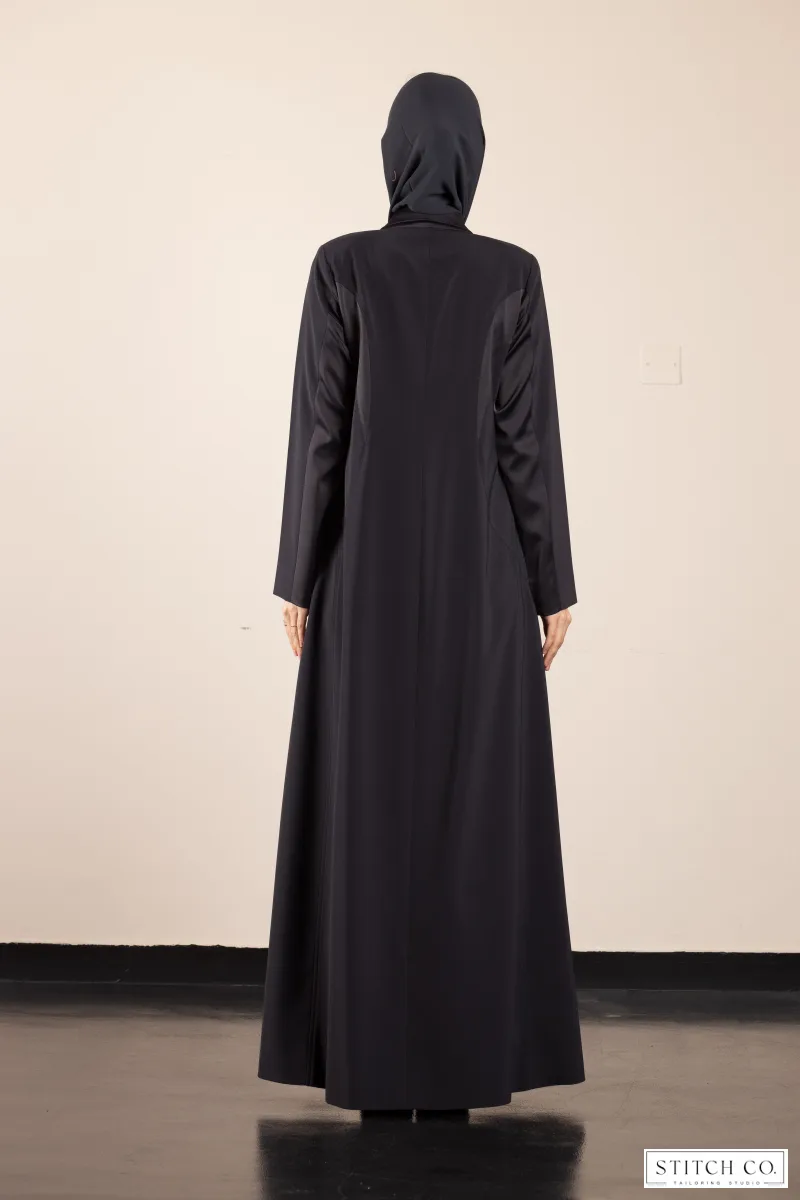SATIN TUXEDO ABAYA