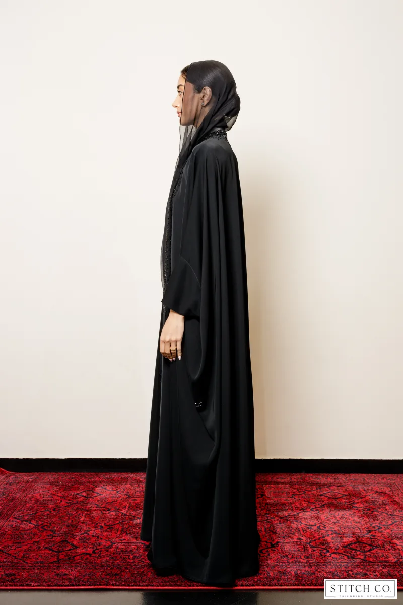 BLACK SATIN ABAYA