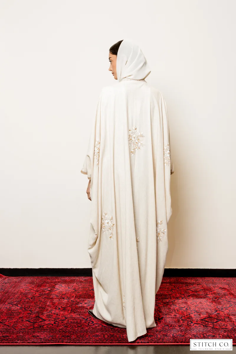 OFF WHITE EMBROIDRED ABAYA 