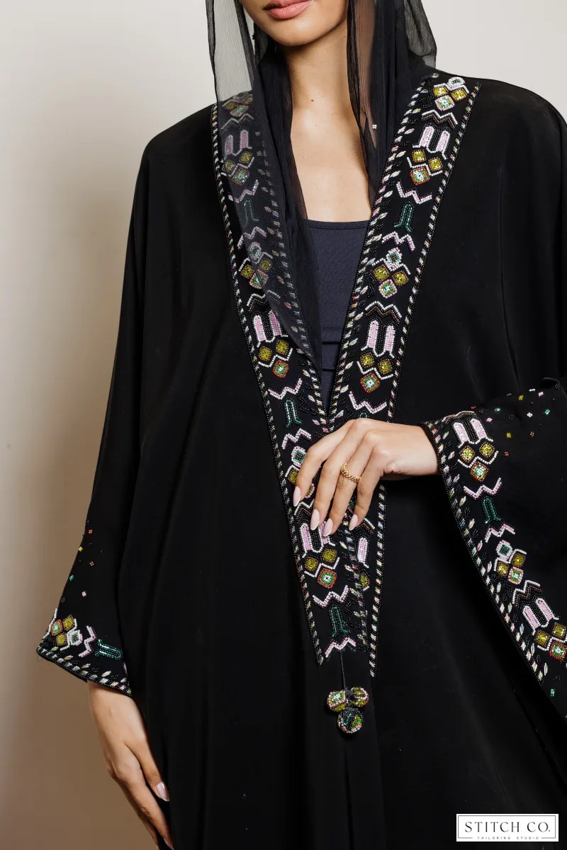 BLACK EMBROIDRED ABAYA