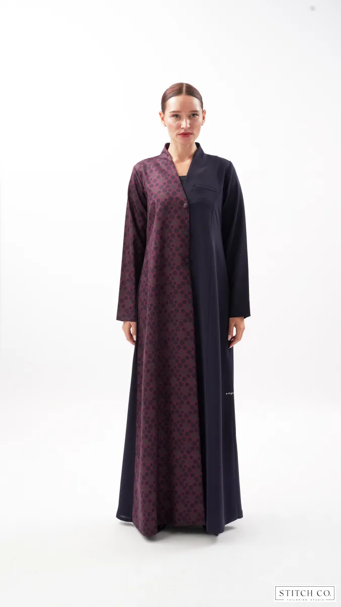 PURPLE-PATTERENED DOT ABAYA