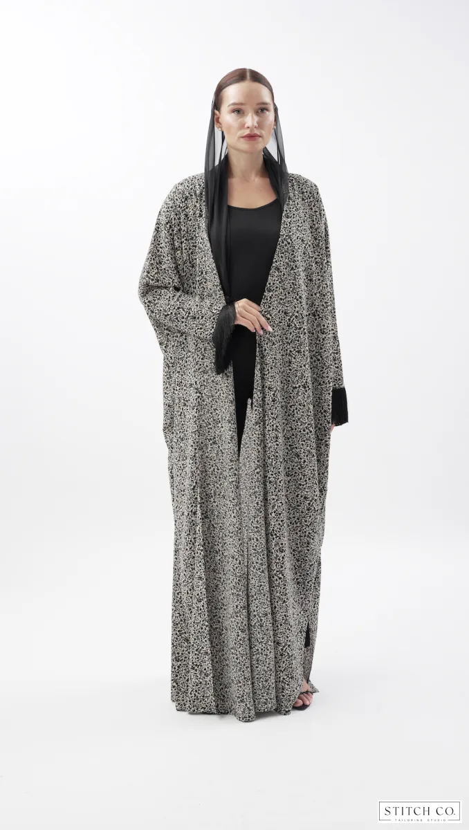 WHITE LEOPARD PRINTED ABAYA