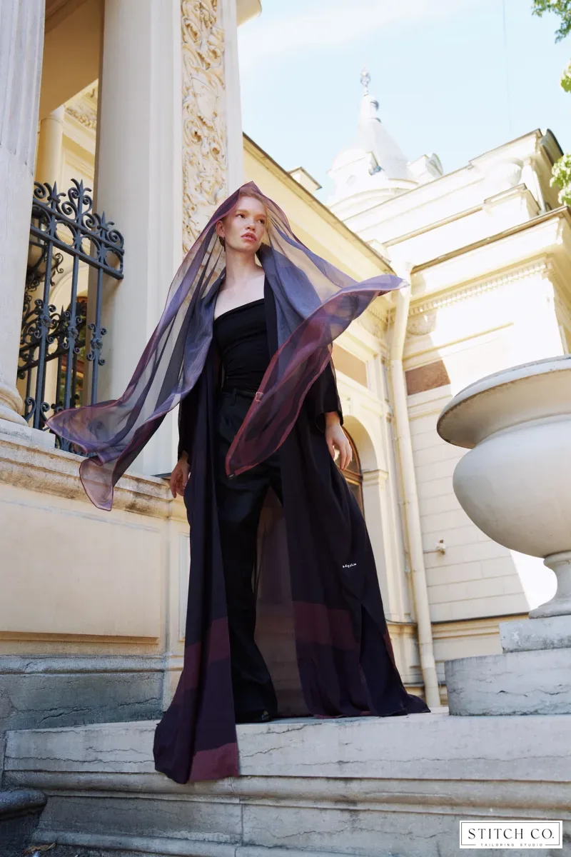 SIGNATURE BURGANDIY ABAYA T-CUT