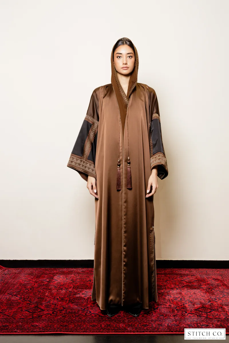 EMROIDERY BROWN ABAYA