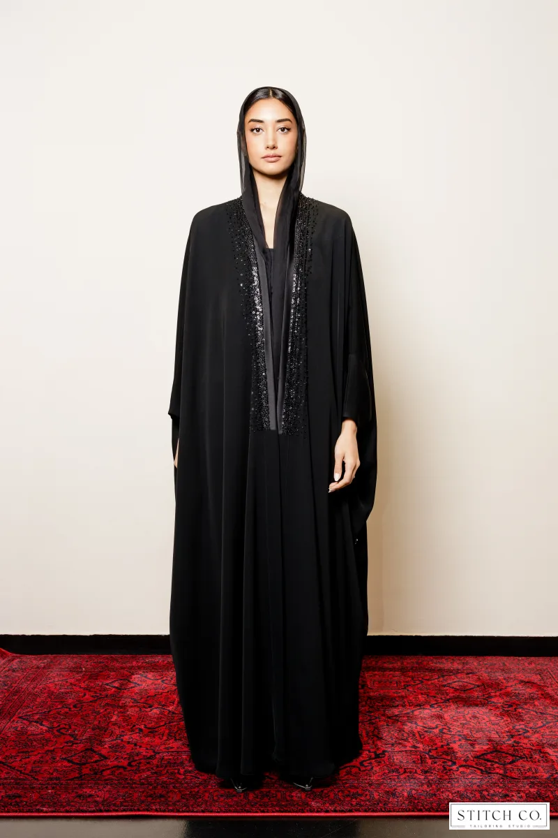 BLACK SATIN ABAYA