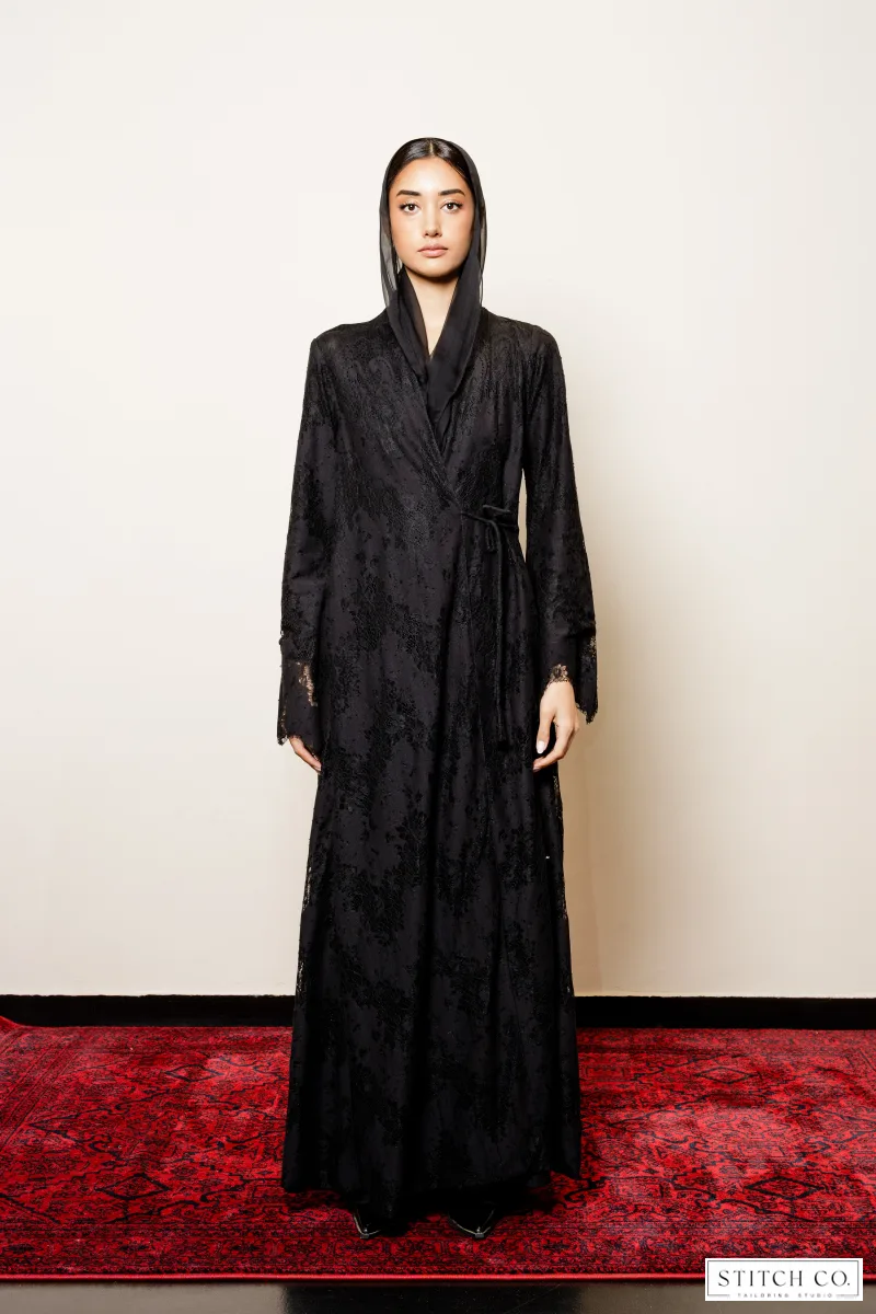 BLACK LACE ABAYA 