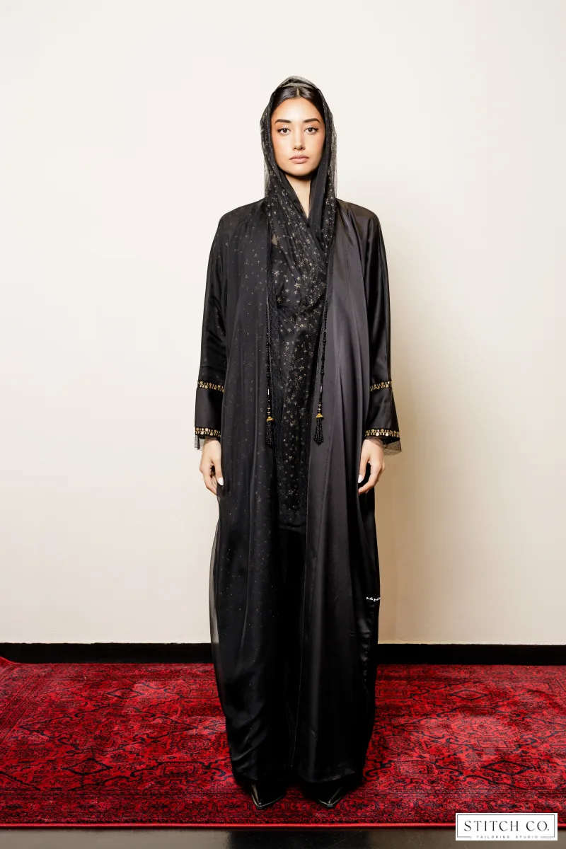 BLACK ABAYA WITH GOLD EMBROIDERY