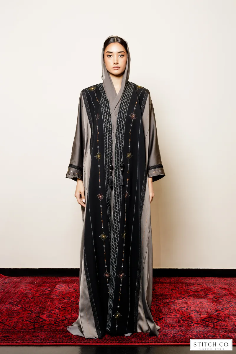 OLIVE GREEN EMBROIDRED ABAYA